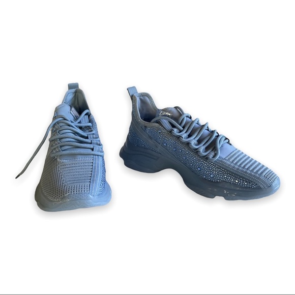 Steve Madden Blue Athletic Shoes Maxima Glam Boyfriend Sneakers Rhinestones 7.5 - Picture 8 of 13